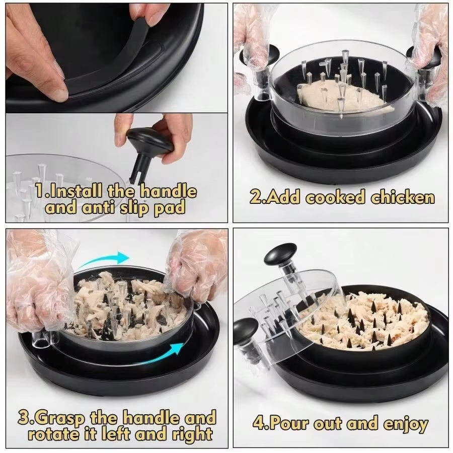 Upgraded Chicken Shredder with Transparent Cover, Large Non-Slip Blade for Meat & Vegetables, Easy to Clean Kitchen Tools